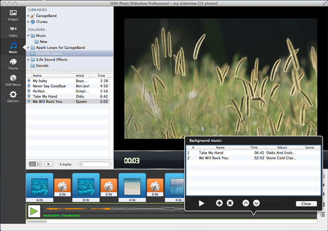 select music for a mac slideshow